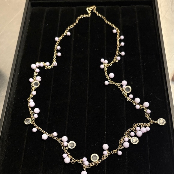 Elegant Gold and Purple Beaded Necklace - Picture 6 of 7